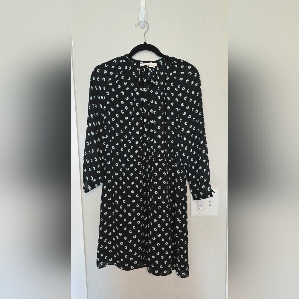 Loft Long Sleeve Splatter Pattern Dress Size 4P